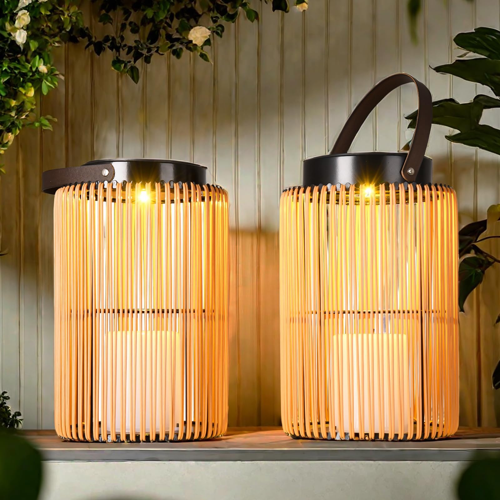Photo 1 of 2 Pack Solar Lanterns for Outdoor Waterproof, ZBLUXBZ Outdoor Table Lamp for Outside Hanging Solar Lights, LED Garden Cordless Lights Perfect for Patio and Pathway Lighting (11-inch Height, Yellow)
