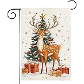 Winter Reindeer Snowflake Garden Flag 12x18 Inch Double Sided Christmas Tree Yard Outdoor Flag House Holiday Outside Decoration