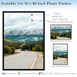 QOTIB Wood 30x40 Picture Frame Black for Wall