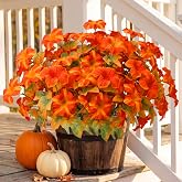 Bassion Artificial Fall Flowers for Outdoor Decoration, 4 Pcs Fake Petunias | UV resistant, silk flowers, realistic faux morning glory plants, window box planters porch garden home autumn outdoor decor