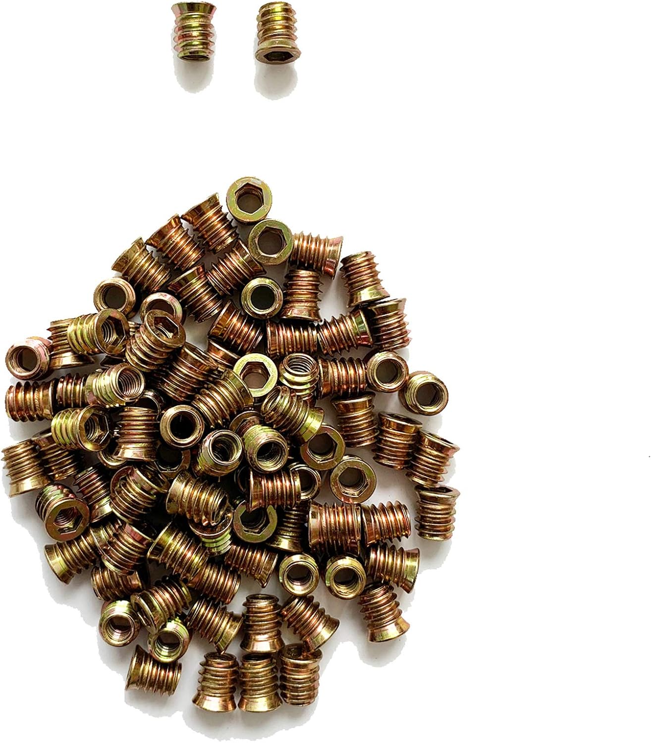 LIKERAINY 150Pcs Zinc Plated Galvanized Iron Furniture Hex Drive Nut Full Threaded M8×15mm Wood Insert Nuts for Woodworking Climbing Holds Furniture Leg and Castor Fixings