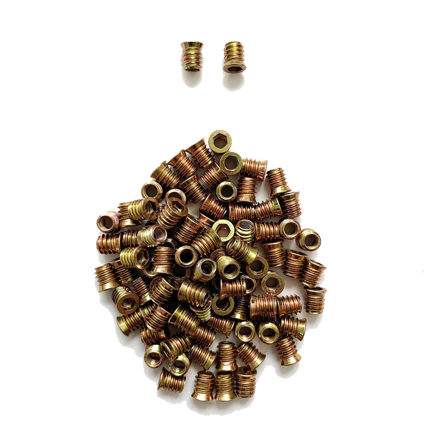 LIKERAINY 150Pcs Zinc Plated Galvanized Iron Furniture Hex Drive Nut Full Threaded M8×15mm Wood Insert Nuts for Woodworking Climbing Holds Furniture Leg and Castor Fixings