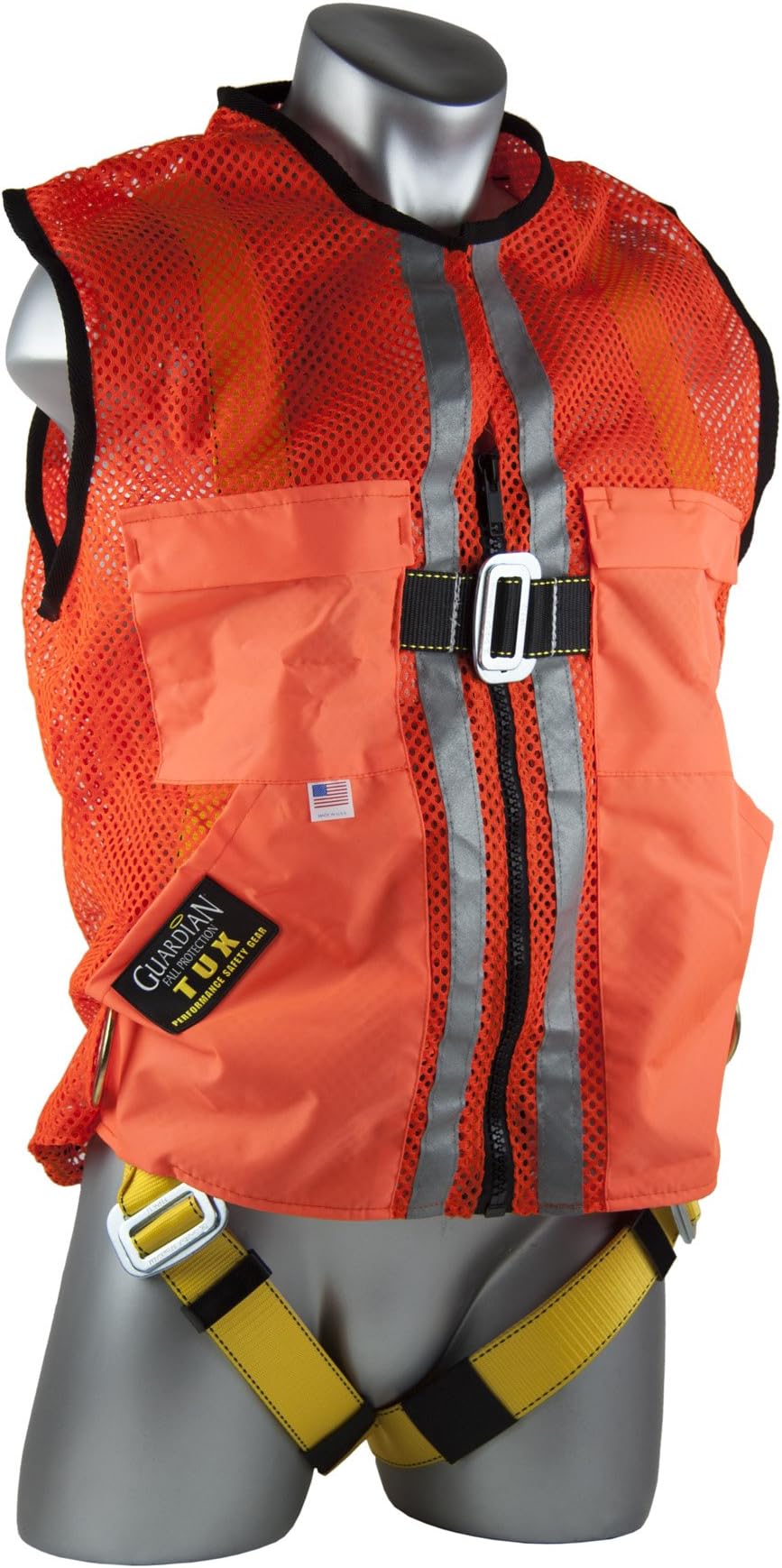 Guardian Fall Protection 02110 Orange Mesh Construction Tux Harness, Medium