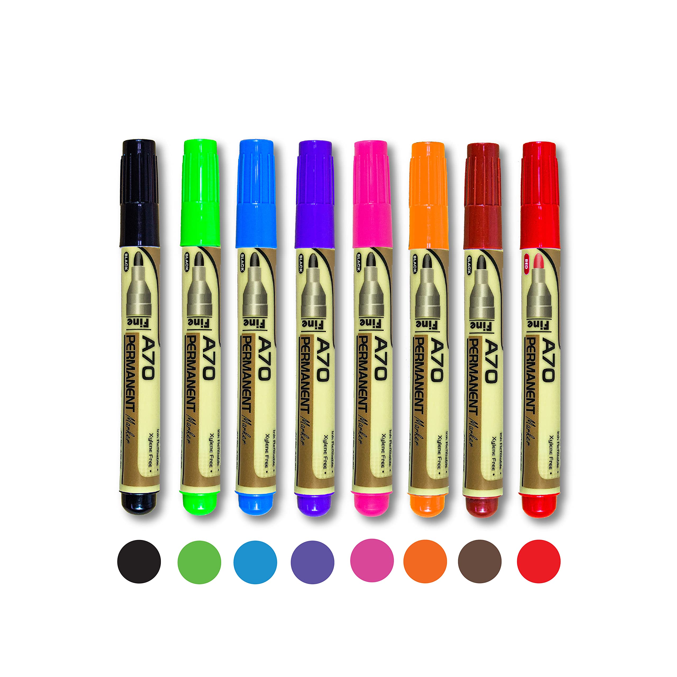 Yosogo Permanent Marker Pens – Fine Tip, Pack of 8 Assorted Colours, Quick-Dry & Fade-Resistant Ink for Writing, Labelling & Marking