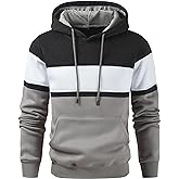 Lulucleaf Men's Novelty Color Block Pullover Hoodie Casual Fleece Long Sleeve Hooded Sweatshirt