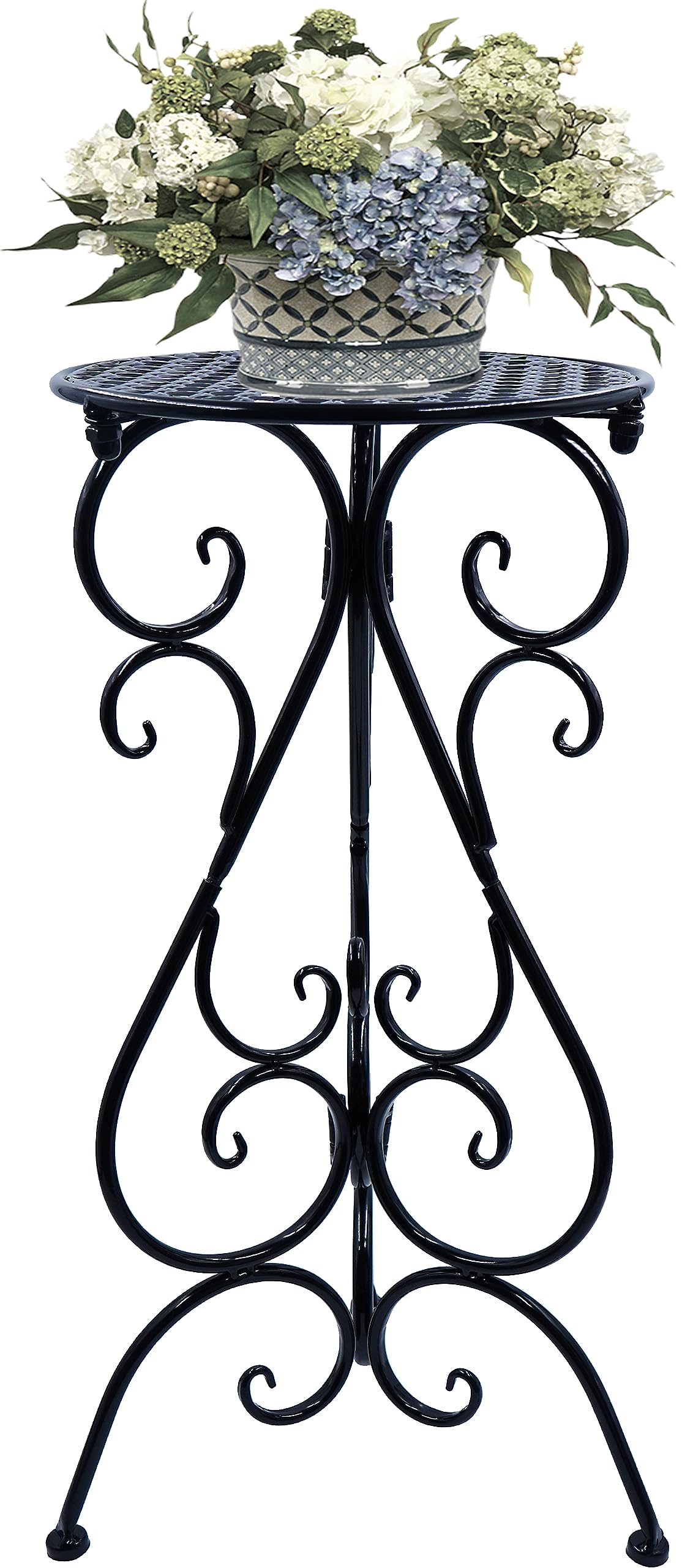 Photo 1 of NAKUPE Metal Plant Stand Indoor Outdoor, Single Flower Pot Stands 22.5 Inch Tall, Planter Pedestal Holder for Patio Corner Garden Porch Farmhouse, Black(1 Pack)
