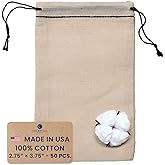 Celestial Gifts Muslin Bags - Drawstring Bags Small 50pcs - 2.75x3.75, Reusable Tea, Jewelry, Gift, Spice Sachet Bags - 100% Cotton - Made in USA - (Black Hem & Double Drawstring)