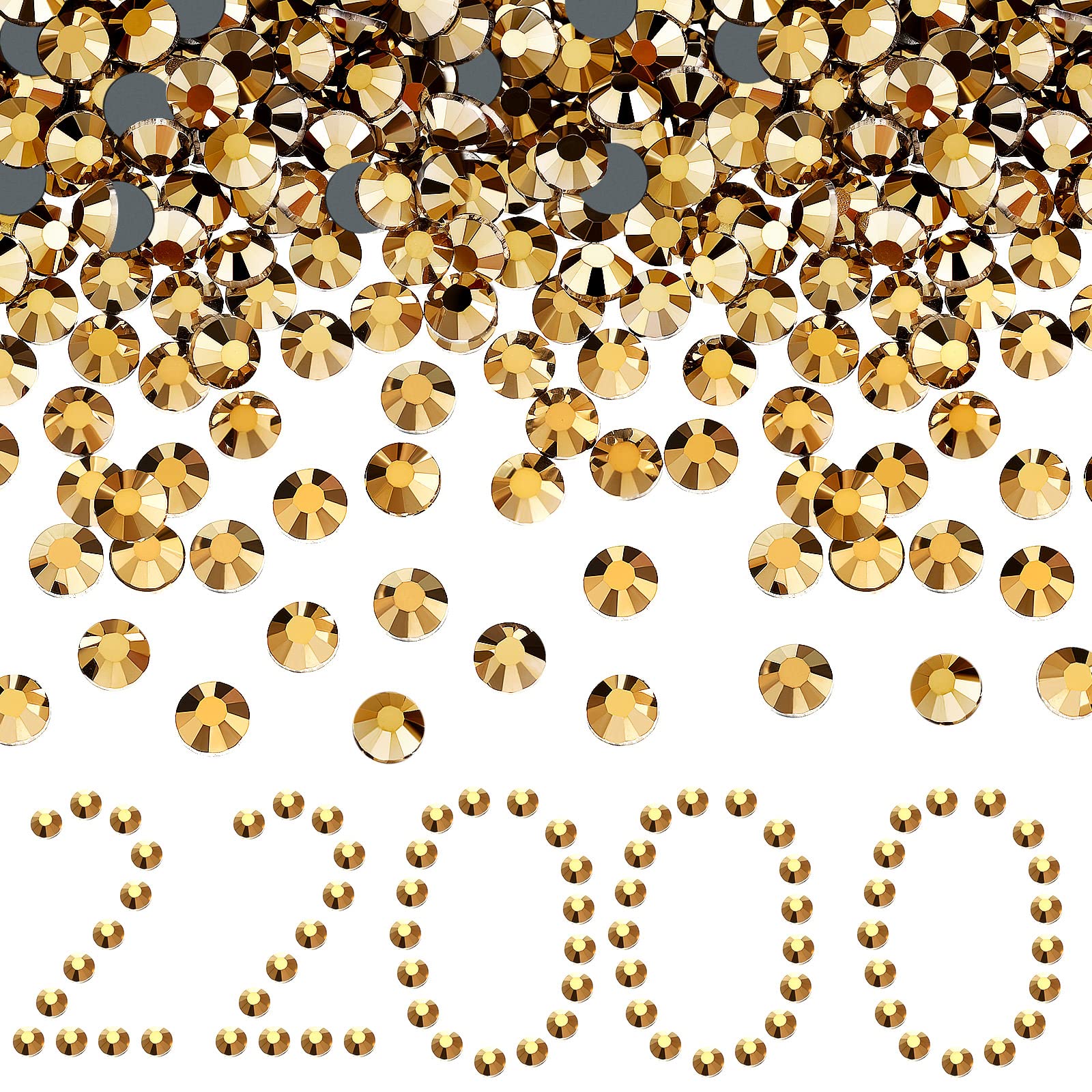 Photo 1 of 22000 Pcs Crystal Hotfix Rhinestone Large Quantity Flat Back Crystals Nail Gems Round Glass Rhinestones Flatback Hot Fix Gem Stones for DIY Crafts Clothes Shoes Supplies(SS10, Gold)