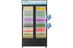 LCEKY Beverage Cooler Commercial Refrigerator 30.2 Cu.Ft. Glass Door Display Refrigerator with LED Light, 10 Shelves, Display Commercial Beverage Refrigeratorfor Restaurant Cafe Bar Store (30.2 Cu.Ft.)