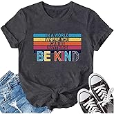 LBP Be Kind Shirt for Women Inspirational Kindness Short Sleeve Positive Sayings Teacher T-Shirt