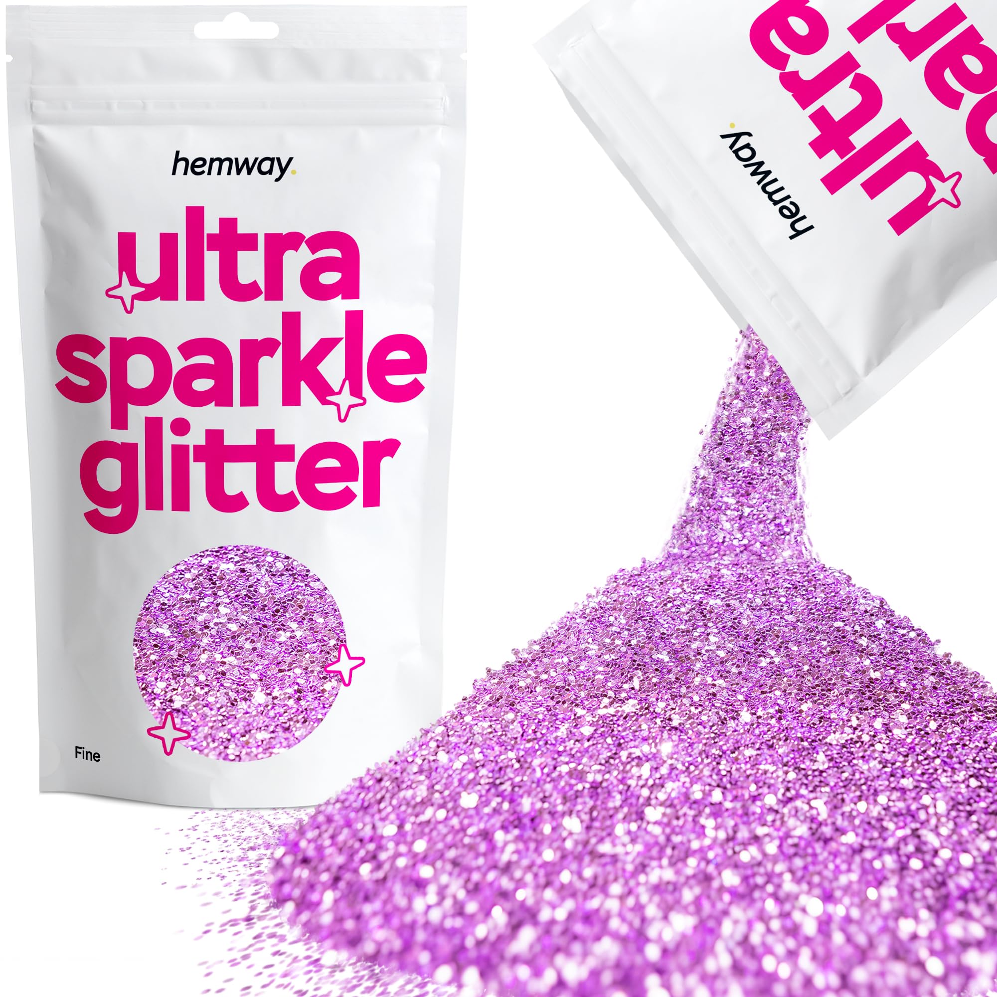 Hemway Ultra Sparkle Glitter Lavender Purple 100g Fine | Glitter for Arts & Craft, Makeup, Nail Art, Crafting, Card Making, Sparkle Decoration