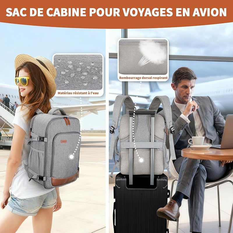Sac a Dos 40x30x20, 24L Sac a Dos Voyage Cabine Avion Hommes Femmes — photo 6 sur 6