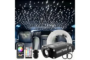 ATOKEE 16W Starlight Headliner Kit 550pcs 0.03in 9.8ft, Sound Activated Fiber Optic Star Lights for Car Roof Decor with Remote Control/Bluetooth App