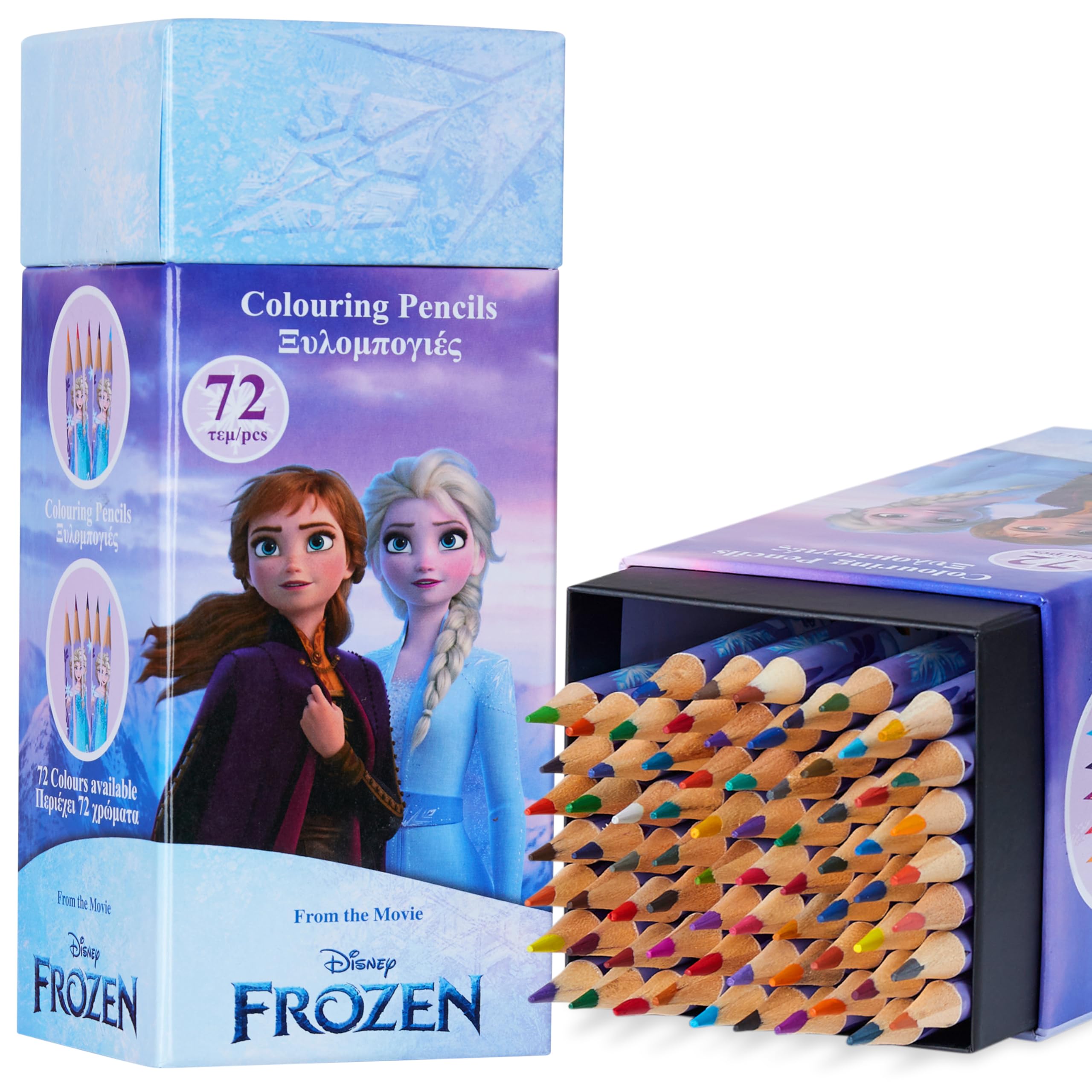Disney Colouring Pencils for Kids, 72 Pencils Colouring Box Assorted Colours Art Supplies - Kids Gifts (Lilac Frozen)