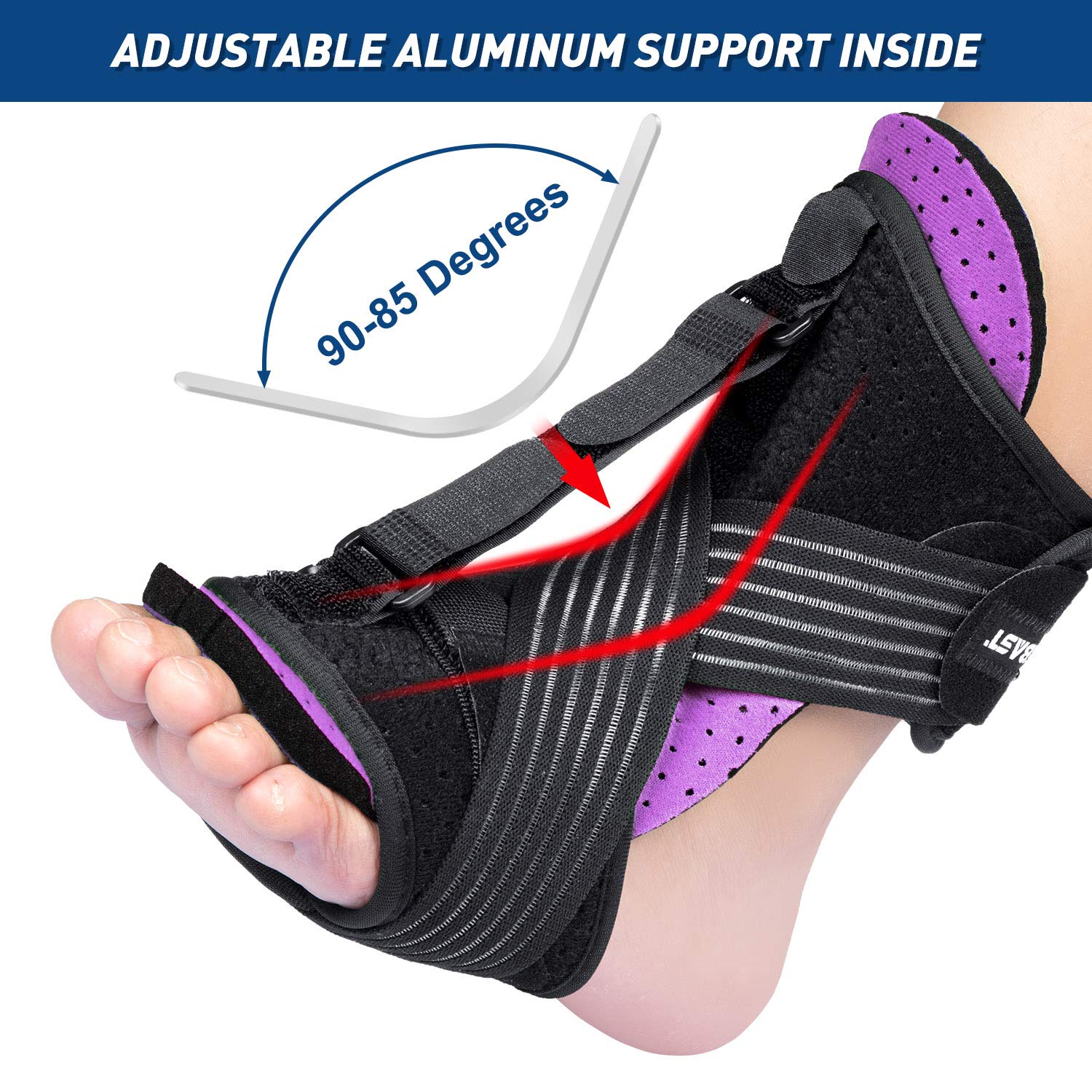 2020 New Upgraded Purple Night Splint for Plantar Fascitis, AiBast Adjustable Ankle Brace Foot Drop Orthotic Brace for Plantar Fasciitis, Arch Foot Pain, Achilles Tendonitis Support for Women, Men: Industrial & Scientific