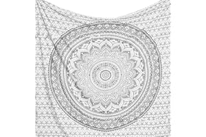 Popular Handicrafts Tapestry Wall Hanging Ombre Hippie Mandala Bohemian Hippy Intricate Indian Tapestries Bedspread 54 x 60 Inches (140cm x 152cm) Silver
