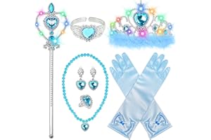 BIBUTY Princess Crown Tiara for Little Girls Princess Dress Up Accessories, Light Up Tiara Wand Toy Gifts for 3-6 Girl