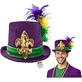 Nicky Bigs Novelties Mardi Gras Hat For Women, Mardi Gras Bucket Hat, Purple Top Hats For Men, MardiGras Costumes Accessories For Women