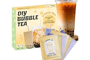 Boba Cuppa Instant Boba Pearls Tea Kit for Party, Authentic Bubble Taro/Brown Sugar/Milk Tea (9 Servings Pack)