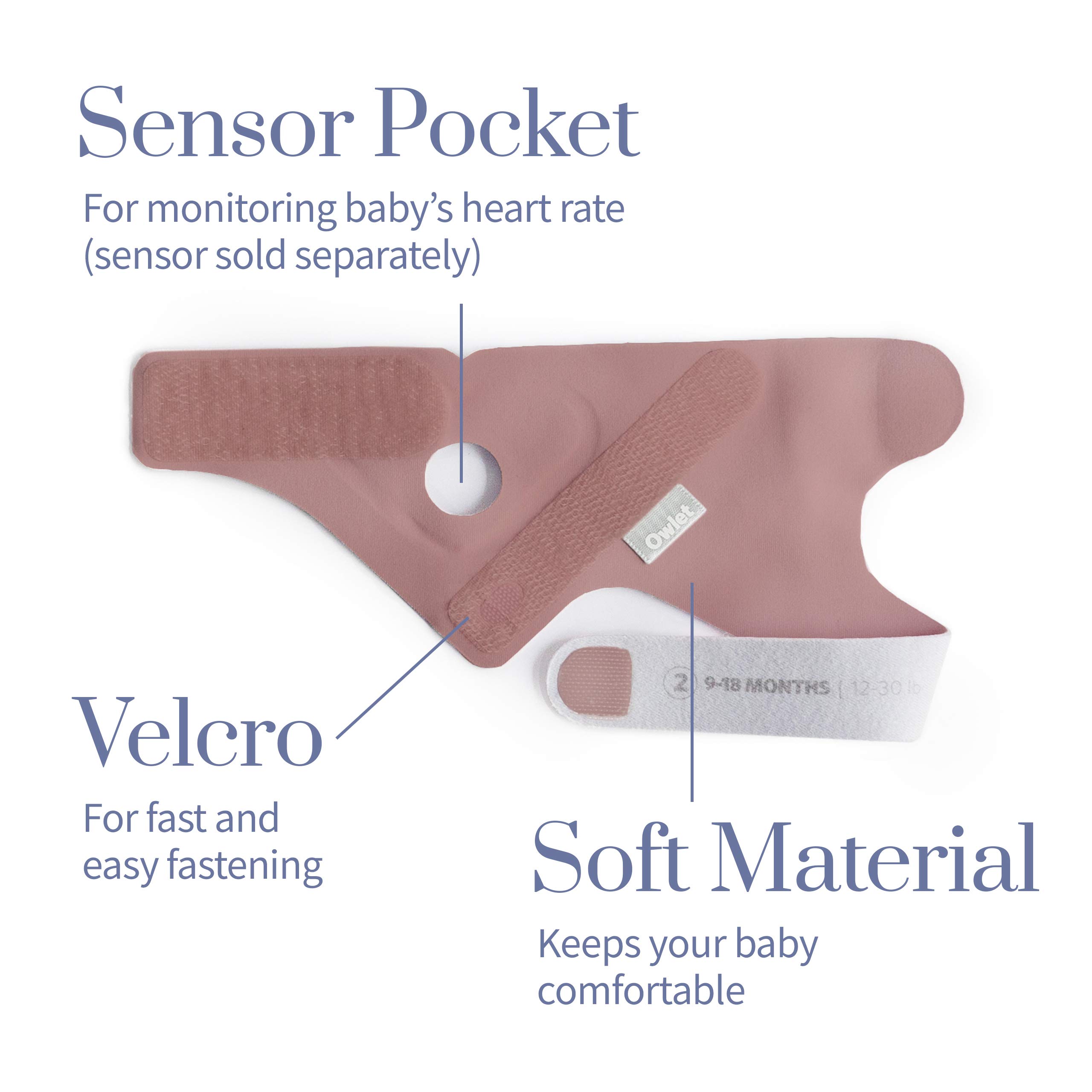 Owlet Accessory Fabric Sock for Dream Sock Baby Monitor, Fits Babies 0 to 18 Months, Dusty Rose (Sensor and Base Station Not Included)