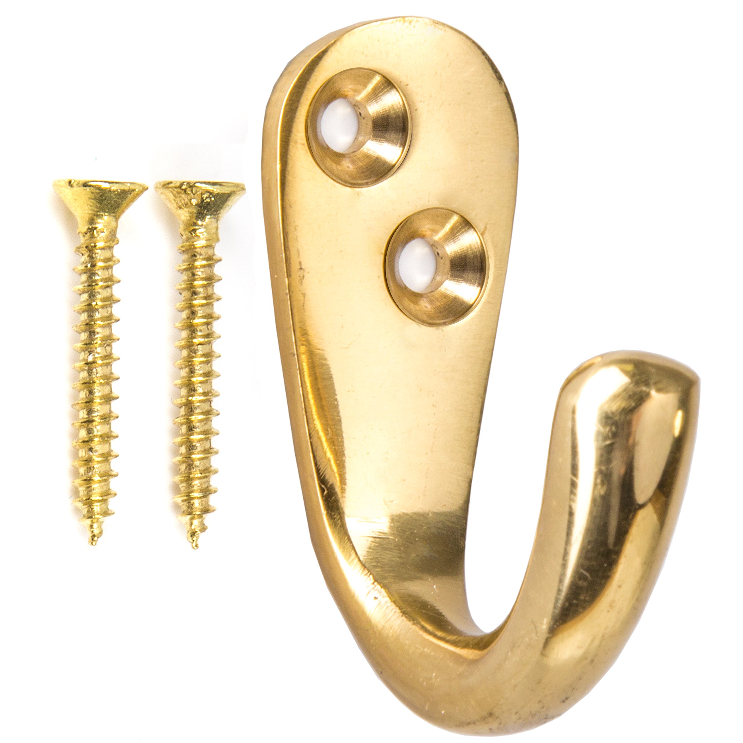 4X Strong Solid Brass Hooks - 50mm Wall Hangers