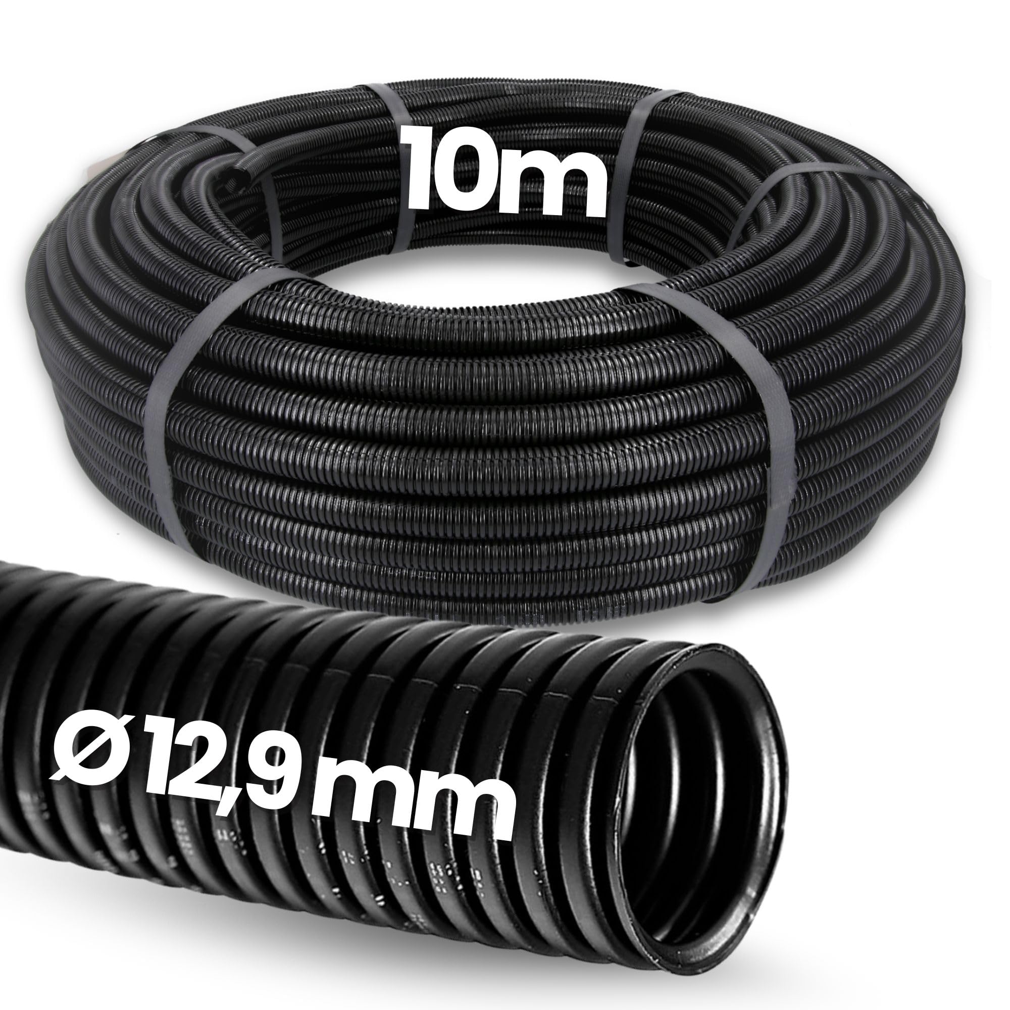 Kalitec Cable Protector Wire Covers Corrugated Pipe Closed NW 13 Unslotted Corrugated Hose Marten Protection Pipe Empty Pipe Cable Protection AD 15.8 mm ID 12.9 mm