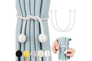 Hangtty 2 Pack Curtain Tiebacks Elegant Decorative Curtain Tie Backs Rope Curtain Holders for Drapes Window Treatment Holdbacks for Drapes or Curtains, White