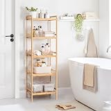 SONGMICS 5-Tier Bamboo Storage Rack 31.5 x 45 x 142 cm Natural BCB075N01 view 2