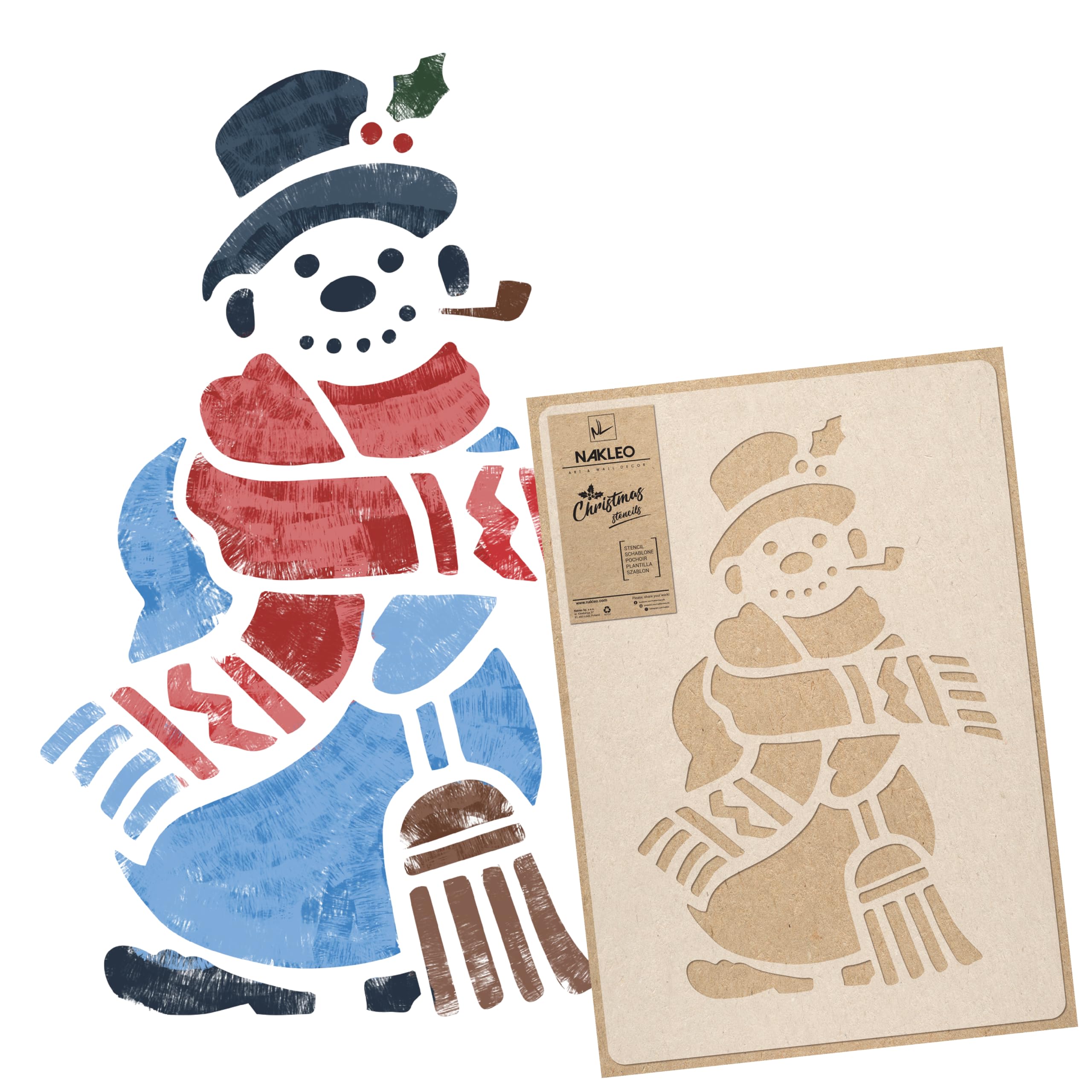 NAKLEO Christmas Painting Stencil 30x42cm, Reusable Plastic Template Snowman, Holiday Patterns for Spraying and Drawing, Art and Craft DIY Decoration for Window Wall Wood Door Cards