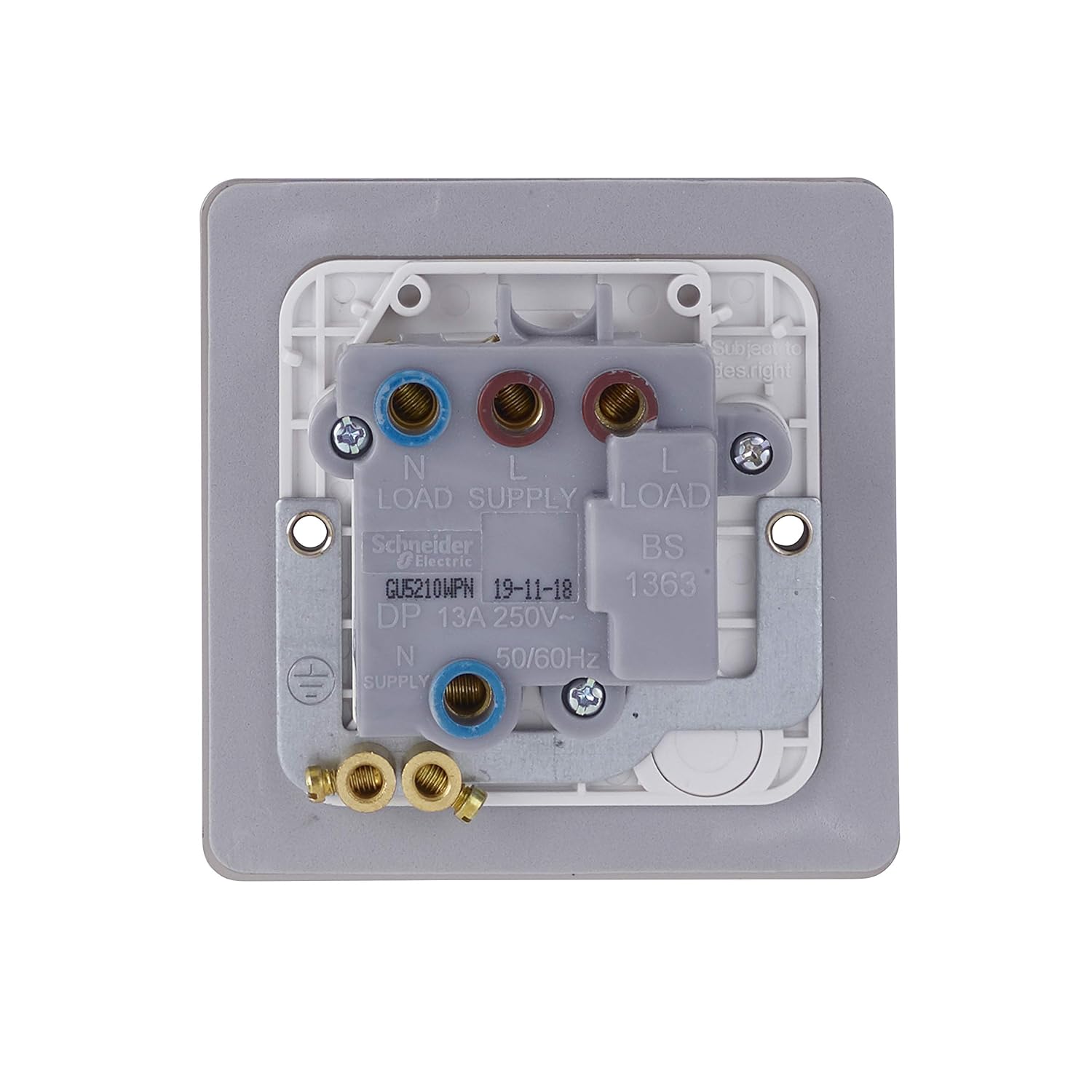 Schneider Electric Ultimate Flat Plate - Switched Fused Connection Unit, 13A, GU5210WPN, Pearl Nickel with White Insert - Image 5