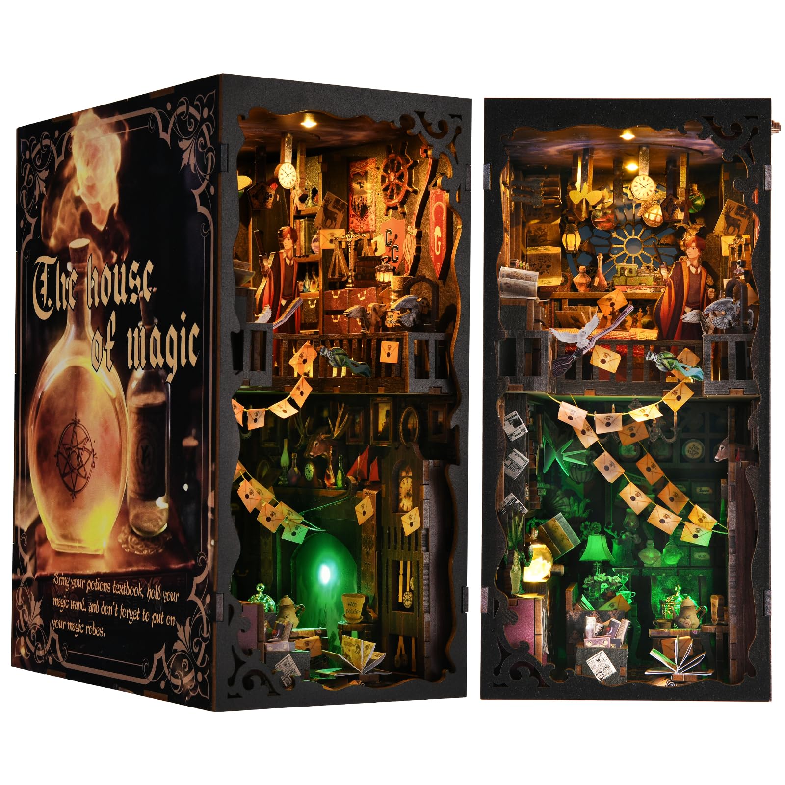 ETKVR Book Nook Kit, DIY 3D Wooden Puzzle Bookend Booknook Miniature Doullhouse Kit for Bookshelf Decoration, DIY Model Insert Alley Book Nook Kits for Adults - Butterfly