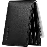 Chelmon Slim Wallet for Men ID Window with RFID Blocking Front Pocket Minimalist Bifold Bussiness Card Holder Gift for Men