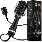 Professional Blowout Hair Dryer Brush, Black Gold Dryer and Volumizer, Hot Air Brush for Women, 75MM Oval Shape (Black Gold)