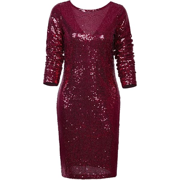 VIJIV Women's 1920s Flapper Dress - Beaded Sequin Gatsby Cocktail Dress With Sleeves