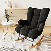 Barlezy Rocking Chair Nursery Upholstered Rocking Chair, Nursery Rocking Chair with High Backrest, Reading Chair, Rocking Arm