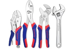 WORKPRO Pliers Set 4-piece Locking Plier Slip-joint Plier Groove Joint Pliers and Adjustable Wrench Home Maintenance Tool Kit