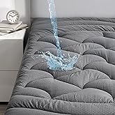 SLEEP ZONE Waterproof Queen Mattress Pad, Soft Mattress Topper, Fitted Mattress Protector Cover with Elastic Deep Pocket 8-21"(Gray, 60x80
