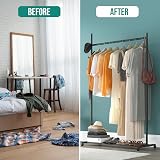 Klass Home Collection Portable Heavy Duty Clothes Rail with Shelf Black view 6