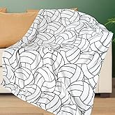 Niopos Volleyball Blanket Volleyball Gifts Girls Teens Boys Coach Team Gifts Senior Night Birthday Christmas Gifts Bedroom Stuff(Light Black and White, 40x50 inch)