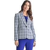 Kasper Womens Shawl Collar Tweed One-Button Blazer