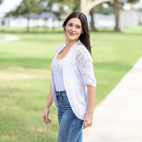 Loxdonz Women's Short Sleeve Crochet Knitted Bolero Shrug Cardigan