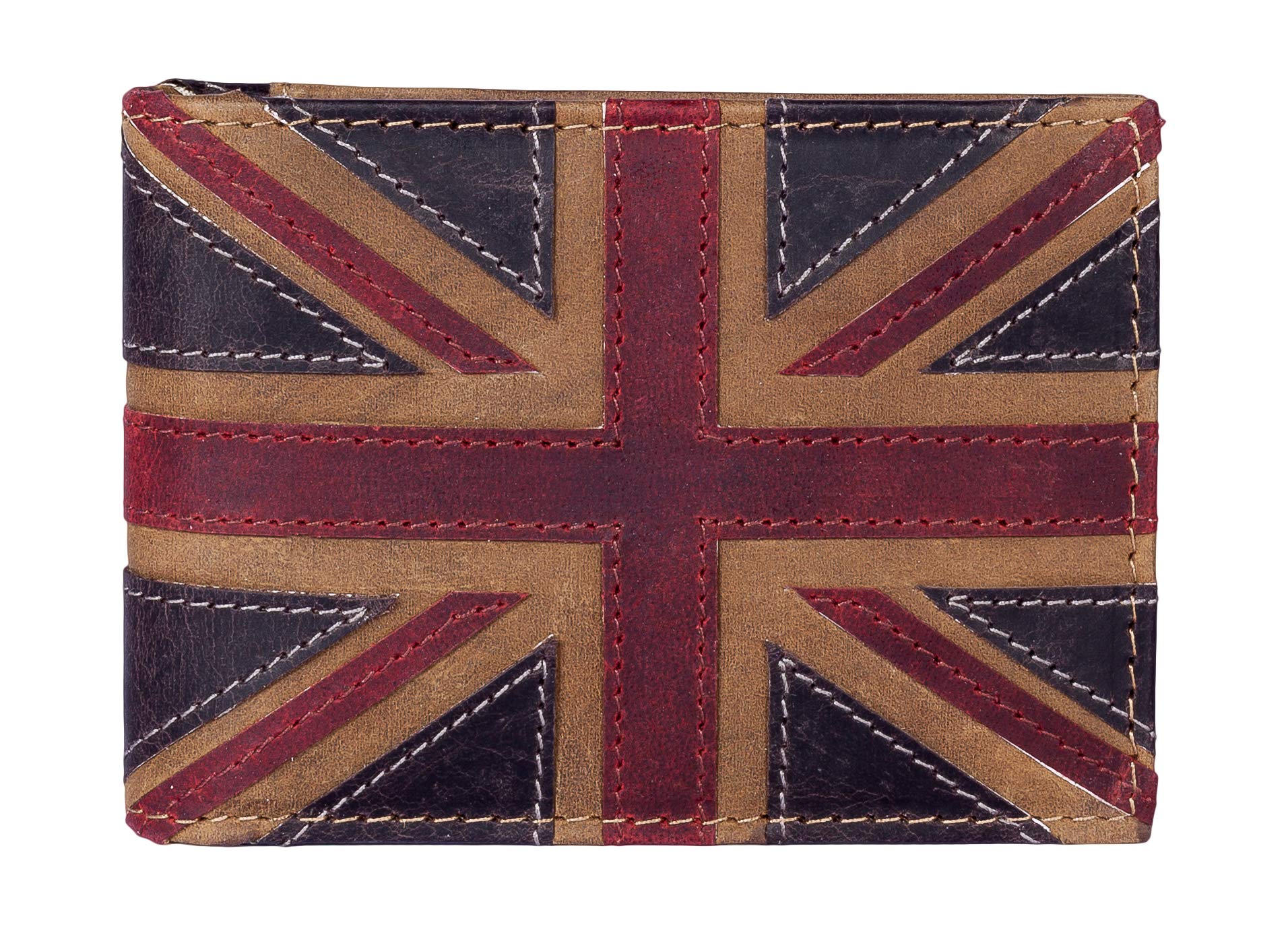 Mala Leather Union Jack RFID Card & ID Holder – Genuine Leather Wallet with Removable Card Slots & Giftbox (Brown)