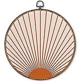 TLESKE Orange Boho Sun Round Wall Art Decor, Bohemian Sunshine Framed Canvas Prints Wall Art Artwork, Abstract Minimalist Wall Hanging Room Door Decor Decorations for Bedroom Living Room 10x10