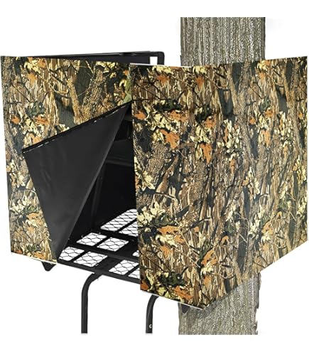 Rhino Valley Hunting Blind Cover 142"x35" - Tree Stand Camo Netting With Zipper, Silent Buttons, Enhanced Straps For Deer Hunting