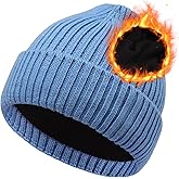Oversize M/L/XL/XXL Merino Wool Beanie Hat for Men & Women - Fleece Lined Large Winter Hat Ski Skull Cap for Big Heads