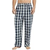 Vulcanodon Men's Cotton Woven Pajama Pants, Soft Lounge Pajama Pants with big pockets for Men Plaid Pj Bottoms