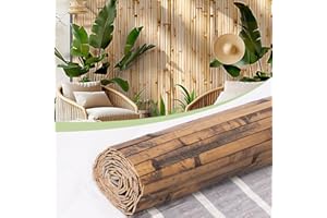 JN YANYULOU Bamboo Wall Panels for Interior Wall Decor（48"H x 96"L）Natural Wainscoting Panels Wall Paneling for Living Room Decor, Tiki Bar,Kitchen,Ceiling Tiles, Pole Wrap Wood Roll,Wall Decor for Bedroom