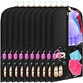 Windyun 10 Pack Garment Bags for Dance Costumes Kids 40 Inch Clothing Bags Hanging Clothes with 3 Clear Zipper Pocket Waterproof Garment Cover for Dance Competition, Travel, Closet Storage(Black)