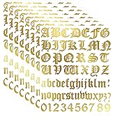 8 Sheets Old English Letter Stickers Vinyl Alphabet, 1 Inch, Gold | Alphabet Number Decal, Easy Paste & Remove, Gothic Style, for Mailboxes Address Business Scrapbooking DIY Art Crafts