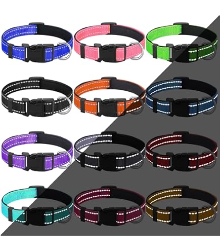 Azuza Collar Reflectante Para Perro, Collar Acolchado De Neopreno Suave Para Mascotas Con Anillo De Etiqueta De Identificacion Ajustable Para